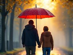 Family with an umbrella, symbolizing protecting family with insurance.